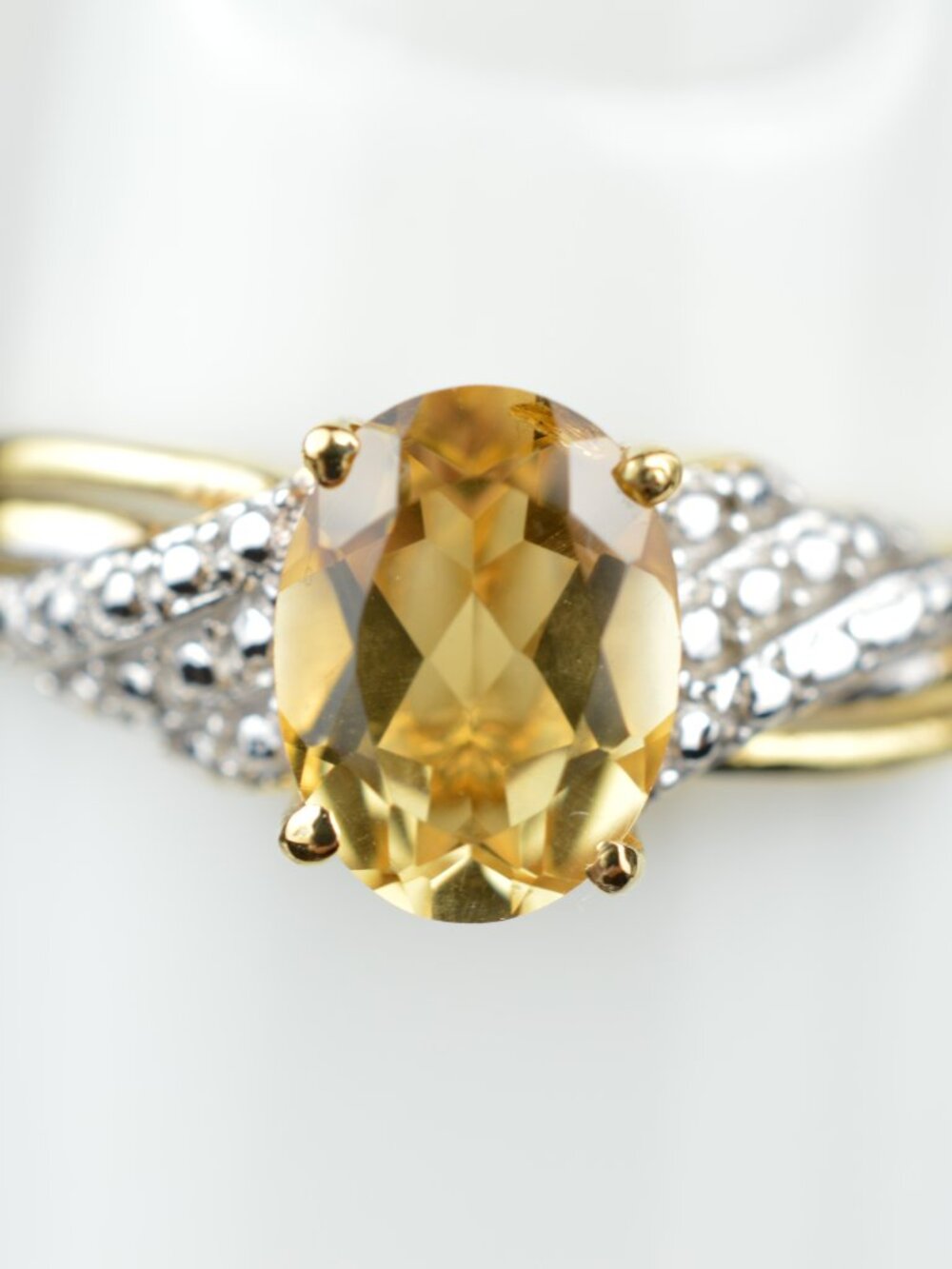STS Citrine Ring 925 Sterling Silver 9K Gold Vermeil Size 7